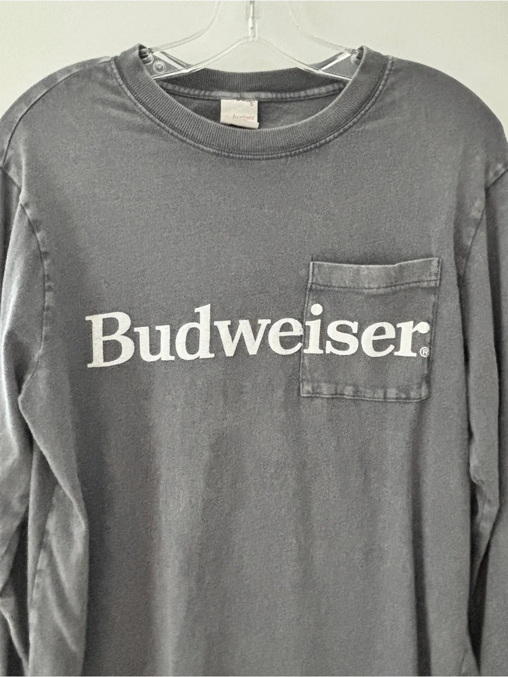 Budweiser PacSun Reversible Long Sleeve Pocket T-Shirt Retro Beer Logo Tee S - Picture 7 of 15